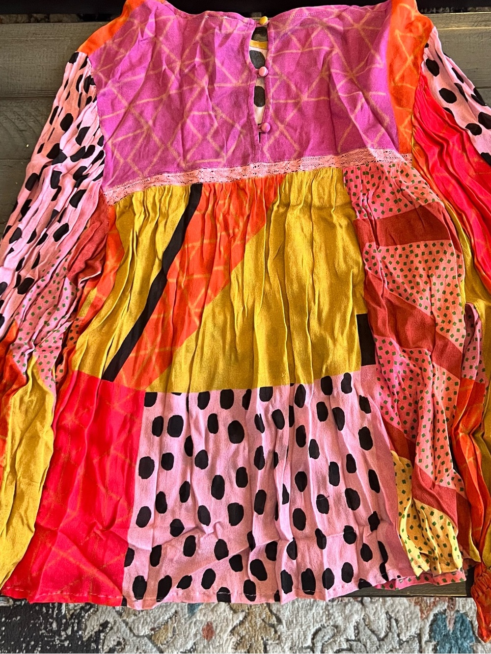 Anthropologie Mixed-Print Peasant Blouse - Picture 3 of 4